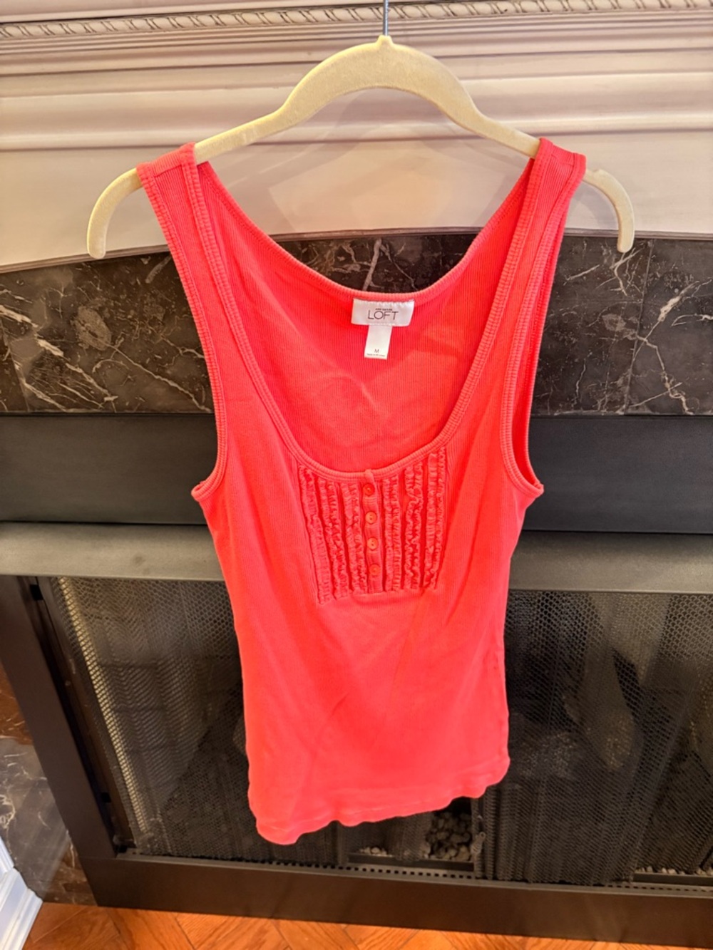 LOFT Coral Sleeveless Ribbed Scoop Neck Tank